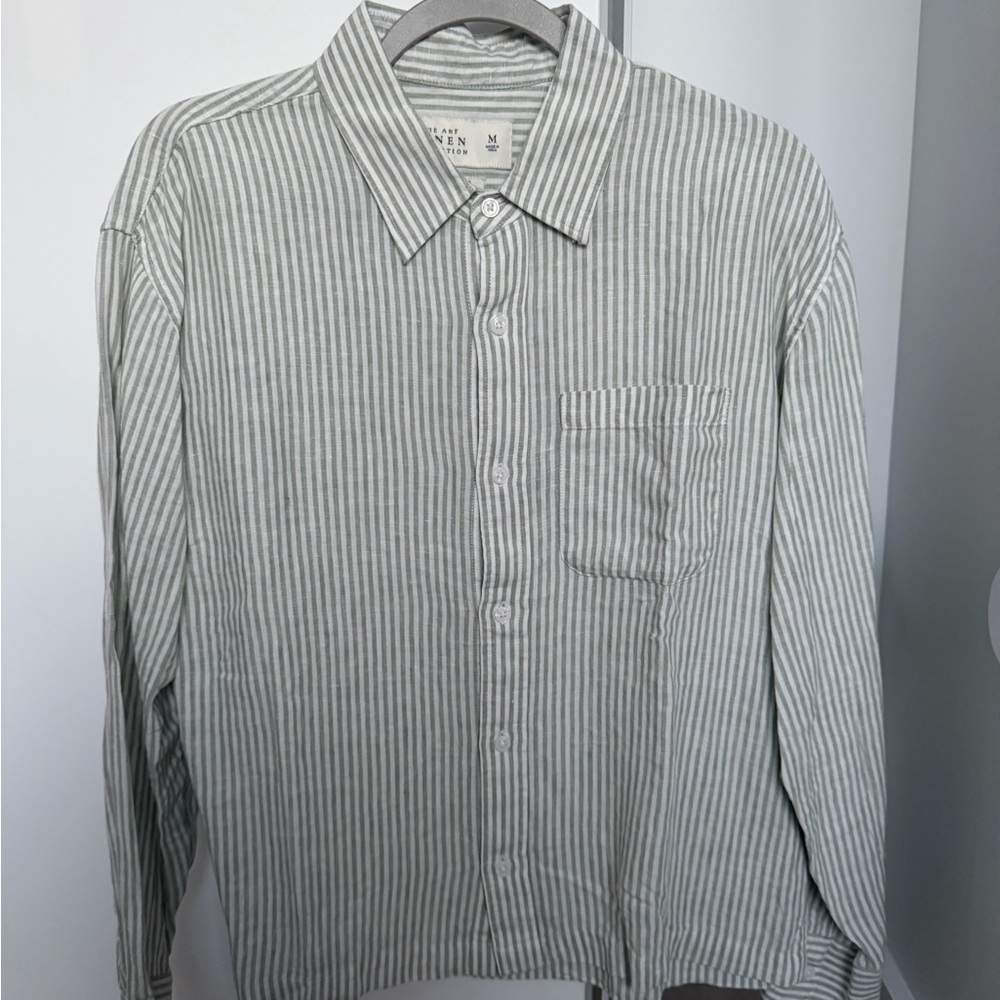 Abercrombie & Fitch Men's Striped Button Down Shirt - Gray